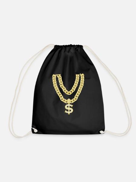 Gangster Kette Gang Gold Ghetto Dollar Geschenk - Turnbeutel - Schwarz