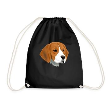 Beagle Hund - Turnbeutel - Schwarz - Vorne
