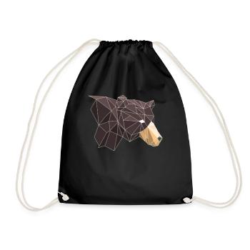 Bear Bear Polygon Brown Bear Grizzly Camping - Drawstring Bag - black - Front