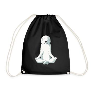 Yoga Great Pyrenees Dog - Drawstring Bag - black - Front