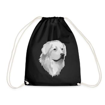 Great Pyrenees Dog - Drawstring Bag - black - Front