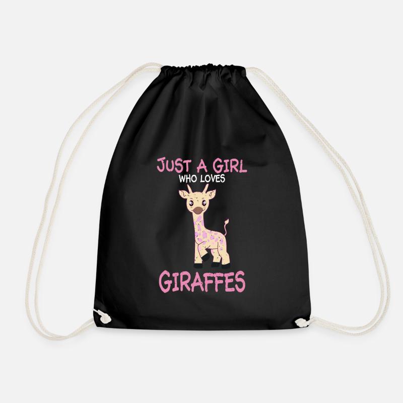 giraffe - Drawstring Bag - black