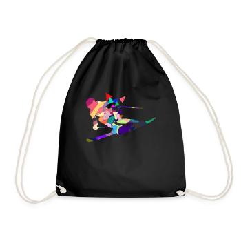 Skieur skieuse Ski ski vacances cadeau - Sac de sport léger - noir - Devant