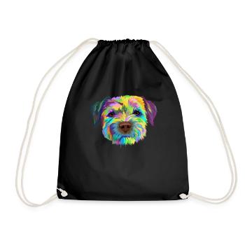 Border Terrier Dog - Drawstring Bag - black - Front