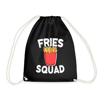 Pommes Frites Pommfritz Fritten Imbiss Fries - Turnbeutel - Schwarz - Vorne