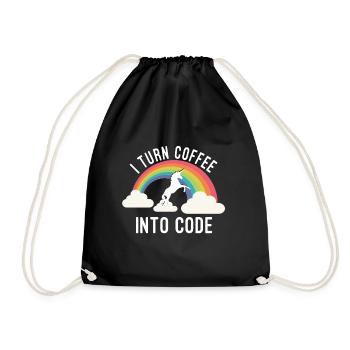 I Turn Coffee Into Code - Drawstring Bag - black - Front