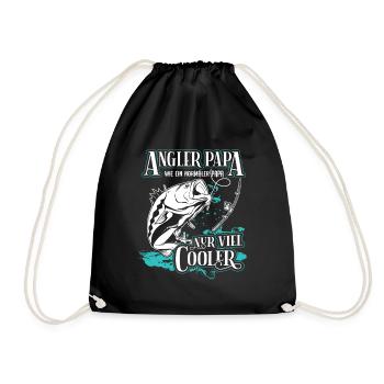 Angler Papa Angeln Angelfan Fischer Fischen Vater - Turnbeutel - Schwarz - Vorne