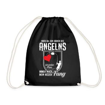 Mein Bester Fang Angler Angeln Fischen Spruch - Turnbeutel - Schwarz - Vorne