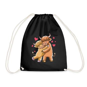 Scottish Highland Beef Highland Cow Gift - Drawstring Bag - black - Front