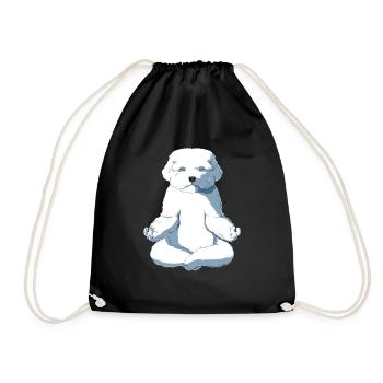 Yoga Maltese Dog - Drawstring Bag - black - Front