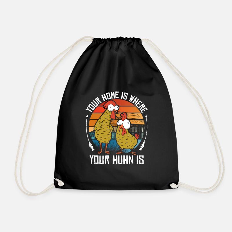 Hühner Huhn Hahn Landwirt Hühnerstall Geschenk - Turnbeutel - Schwarz
