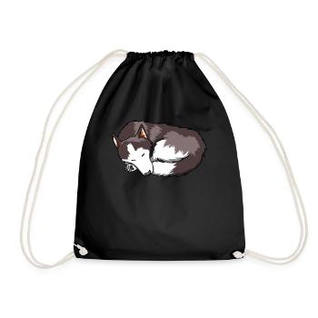 Siberian Husky Nope sleeping gift - Drawstring Bag - black - Front