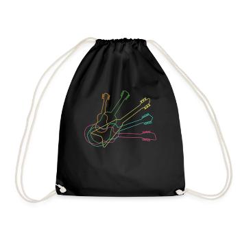 Guitar music guitar player guitarist neon - Drawstring Bag - black - Front
