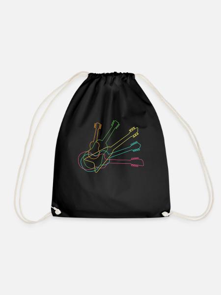 Guitar music guitar player guitarist neon - Drawstring Bag - black