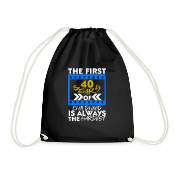40th birthday forty 1980 80s 40 years - Drawstring Bag - black - Front
