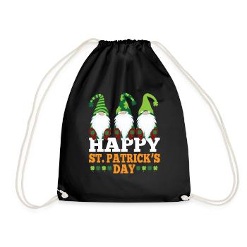 Irish Gnomes St Patricks Day Gnome Shamrock - Drawstring Bag - black - Front