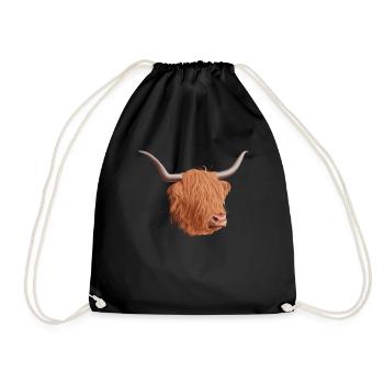 Scottish Highland Cow - Drawstring Bag - black - Front