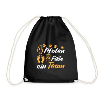 Hundebesitzer 4 Pfoten 2 Füße ein Team Hundehalter - Turnbeutel - Schwarz - Vorne