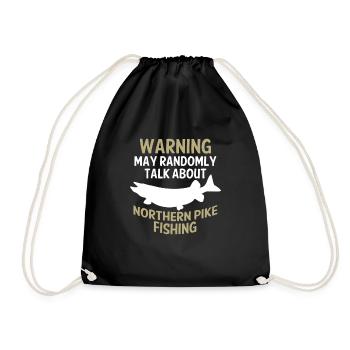 Funny Northern Pike Fishing Freshwater Fish Gift - Drawstring Bag - black - Front