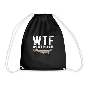 Lustig Hecht Angeln Fischen Angler Geschenk - Turnbeutel - Schwarz - Vorne