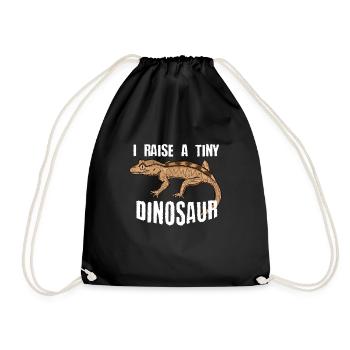Funny Crested Gecko Pet Lizard Lover Reptile Gift - Drawstring Bag - black - Front