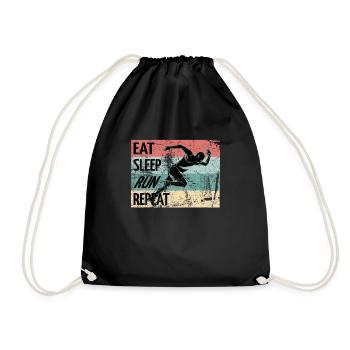 Retro Runner Running Läufer Geschenk - Turnbeutel - Schwarz - Vorne