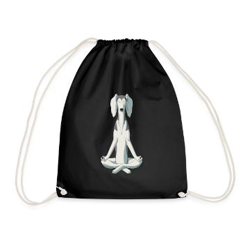 Dog Saluki dog meditate - Drawstring Bag - black - Front
