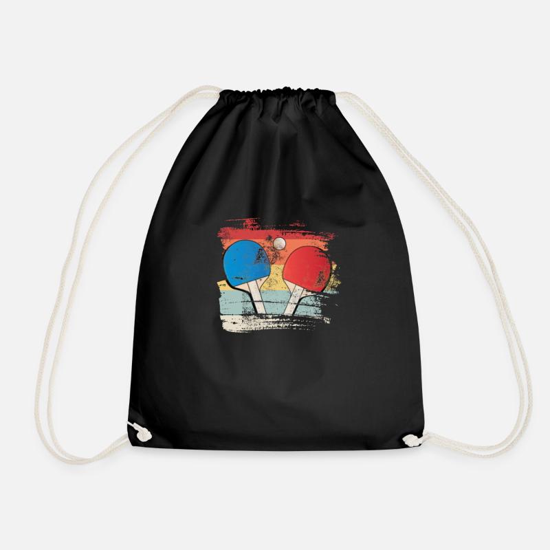 Table Tennis gift for Table Tennis Player retro - Drawstring Bag - black