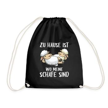 Zu Hause ist wo meine Schafe sind Schäfer Geschenk - Turnbeutel - Schwarz - Vorne