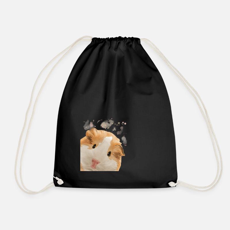 Curious Guinea Pig - Drawstring Bag - black
