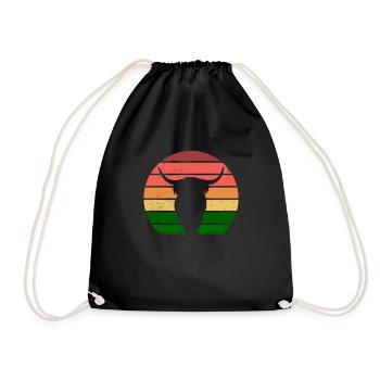 Bovins Highland Bovins Highland Vache Rétro Coucher Soleil - Sac de sport léger - noir - Devant