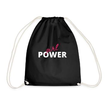 Girl power women power saying - Drawstring Bag - black - Front