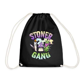 Stoner Gang joint grass flowering magic mushroom stoner - Drawstring Bag - black - Front