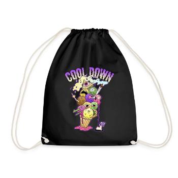 Ice cream ice LSD trip grass smoke joint stoner - Drawstring Bag - black - Front
