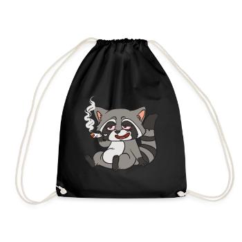 Raccoon Raccoon Stoner Raccoon - Drawstring Bag - black - Front