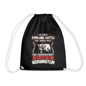 Hochlandrind Hochland Rind Highland Cattle Kuh - Turnbeutel - Schwarz - Vorne