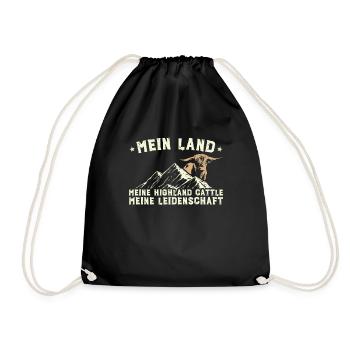 Hochlandrind Hochland Rind Highland Cattle Kuh - Turnbeutel - Schwarz - Vorne