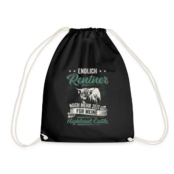 Hochlandrind Hochland Rind Highland Cattle Kuh - Turnbeutel - Schwarz - Vorne
