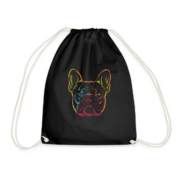 Bunte Französische Bulldogge - Turnbeutel - Schwarz - Vorne