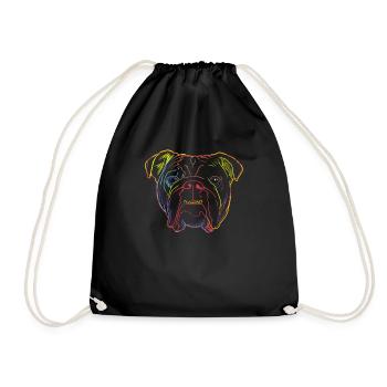 Bunte Englische Bulldogge - Turnbeutel - Schwarz - Vorne