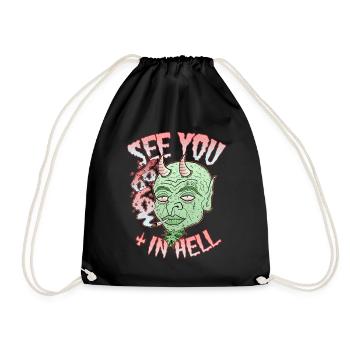 Demon Hell Joint Grass Smoking Funny Stoner Satan - Drawstring Bag - black - Front