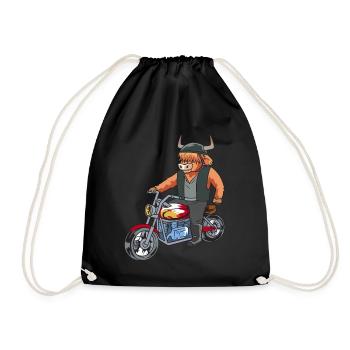 Hochlandrind Highland cattle cow biker motorcycle - Drawstring Bag - black - Front