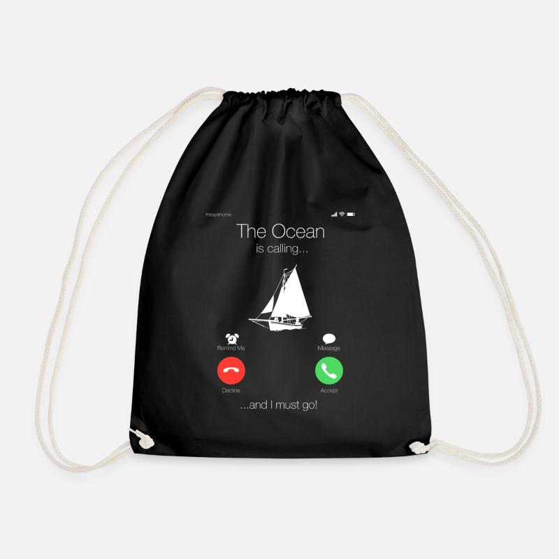 Sailboat boat sailor boat owner gift - Drawstring Bag - black