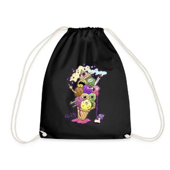 Ice Cream Weed Smoking Weed Weed Acid Trip Stoner - Drawstring Bag - black - Front