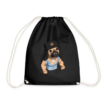 Russian French Bulldog Dog - Drawstring Bag - black - Front