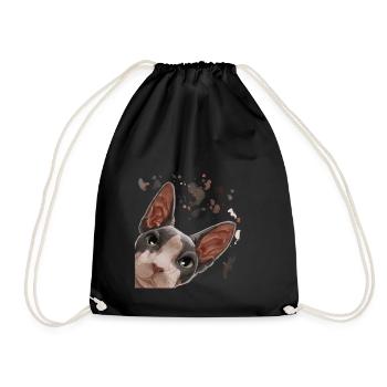 Curious Sphynx Cat - Drawstring Bag - black - Front