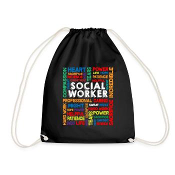 Social Work Month Social Worker Geschenk - Turnbeutel - Schwarz - Vorne