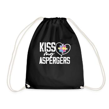Kiss My Aspergers Autism Awareness Sped Teacher - Drawstring Bag - black - Front
