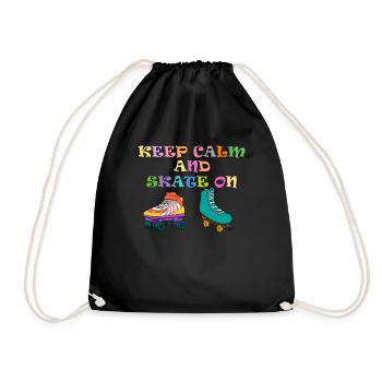 Roller Skating Skate Sport Roller Skates Gift - Drawstring Bag - black - Front