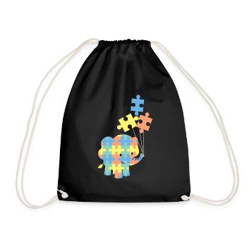 Autism Elephant Autism Awareness Autism Superhero - Drawstring Bag - black - Front